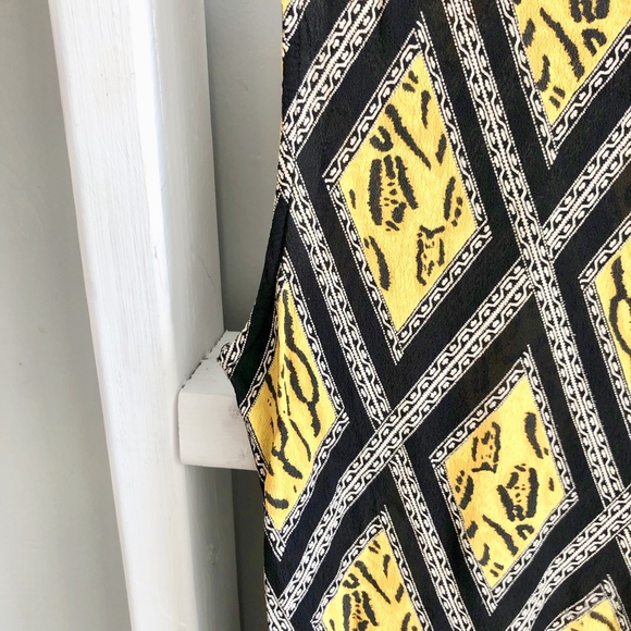 Topshop Yellow Black Diamond Print Fit & Flare 10 - Picture 7 of 7